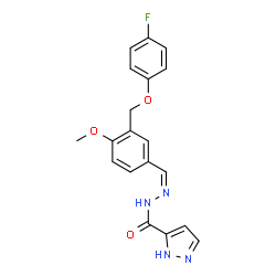 ChemSpider 2D Image | N'-[(Z)-{3-[(4-Fluorophenoxy)methyl]-4-methoxyphenyl}methylene]-1H-pyrazole-5-carbohydrazide | C19H17FN4O3