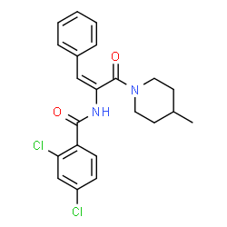 ChemSpider 2D Image | 2,4-Dichloro-N-[(1E)-3-(4-methyl-1-piperidinyl)-3-oxo-1-phenyl-1-propen-2-yl]benzamide | C22H22Cl2N2O2