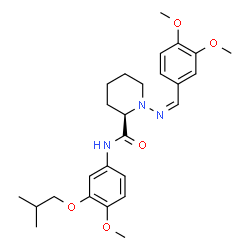 ChemSpider 2D Image | (2R)-1-[(Z)-(3,4-Dimethoxybenzylidene)amino]-N-(3-isobutoxy-4-methoxyphenyl)-2-piperidinecarboxamide | C26H35N3O5
