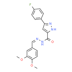 ChemSpider 2D Image | N'-[(Z)-(3,4-Dimethoxyphenyl)methylene]-3-(4-fluorophenyl)-1H-pyrazole-5-carbohydrazide | C19H17FN4O3