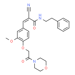 ChemSpider 2D Image | (2Z)-2-Cyano-3-{3-methoxy-4-[2-(4-morpholinyl)-2-oxoethoxy]phenyl}-N-(2-phenylethyl)acrylamide | C25H27N3O5