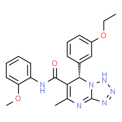 ChemSpider 2D Image | (7S)-7-(3-Ethoxyphenyl)-N-(2-methoxyphenyl)-5-methyl-1,7-dihydrotetrazolo[1,5-a]pyrimidine-6-carboxamide | C21H22N6O3