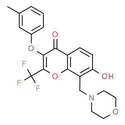 ChemSpider 2D Image | 7-Hydroxy-3-(3-methylphenoxy)-8-(4-morpholinylmethyl)-2-(trifluoromethyl)-4H-chromen-4-one | C22H20F3NO5