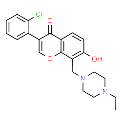 ChemSpider 2D Image | 3-(2-Chlorophenyl)-8-[(4-ethyl-1-piperazinyl)methyl]-7-hydroxy-4H-chromen-4-one | C22H23ClN2O3