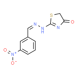ChemSpider 2D Image | 2-[(3-Nitro-benzylidene)-hydrazono]-thiazolidin-4-one | C10H8N4O3S