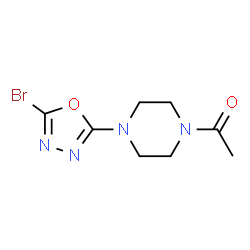 ChemSpider 2D Image | 1-[4-(5-Bromo-1,3,4-oxadiazol-2-yl)-1-piperazinyl]ethanone | C8H11BrN4O2
