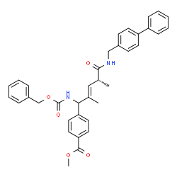 ChemSpider 2D Image | Methyl 4-{(2E,4R)-1-{[(benzyloxy)carbonyl]amino}-5-[(4-biphenylylmethyl)amino]-2,4-dimethyl-5-oxo-2-penten-1-yl}benzoate | C36H36N2O5
