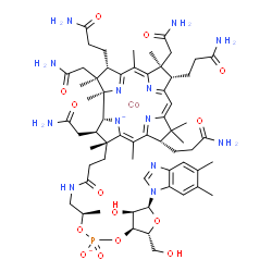 ChemSpider 2D Image | cobalt;[(2R,3S,4R,5S)-5-(5,6-dimethylbenzimidazol-1-yl)-4-hydroxy-2-(hydroxymethyl)tetrahydrofuran-3-yl] [(1R)-1-methyl-2-[3-[(1R,2R,3R,4Z,7S,9Z,12S,13S,14Z,17S,18S,19R)-2,13,18-tris(2-amino-2-oxo-ethyl)-7,12,17-tris(3-amino-3-oxo-propyl)-3,5,8,8,13,15,18,19-octamethyl-2,7,12,17-tetrahydro-1H-corrin-21-id-3-yl]propanoylamino]ethyl] phosphate | C62H88CoN13O14P