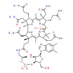 ChemSpider 2D Image | cobaltic;oxonium;[(2R,3S,4R,5S)-5-(5,6-dimethylbenzimidazol-1-yl)-4-hydroxy-2-(hydroxymethyl)tetrahydrofuran-3-yl] [(1R)-1-methyl-2-[3-[(1R,2R,3R,4Z,7S,9Z,12S,13S,14Z,17S,18S,19R)-2,13,18-tris(2-amino-2-oxo-ethyl)-7,12,17-tris(3-amino-3-oxo-propyl)-3,5,8,8,13,15,18,19-octamethyl-2,7,12,17-tetrahydro-1H-corrin-21-id-3-yl]propanoylamino]ethyl] phosphate | C62H91CoN13O15P