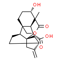 ChemSpider 2D Image | (1R,2R,5R,8R,9S,10S,17S)-17-Hydroxy-11-methyl-6-methylene-12-oxo-13-oxapentacyclo[9.3.3.1~5,8~.0~1,10~.0~2,8~]octadecane-9-carboxylic acid | C20H26O5