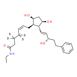 ChemSpider 2D Image | (5Z)-7-{(1R,2R,3R,5S)-3,5-Dihydroxy-2-[(1E,3S)-3-hydroxy-5-phenyl-1-penten-1-yl]cyclopentyl}-N-ethyl(3,3,4,4-~2~H_4_)-5-heptenamide | C25H33D4NO4
