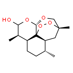 ChemSpider 2D Image | (1S,4S,7R,8S,11R,12S)-1,7,11-Trimethyl-3,5,14,15-tetraoxatetracyclo[10.3.1.0~4,13~.0~8,13~]hexadecan-6-ol | C15H24O5