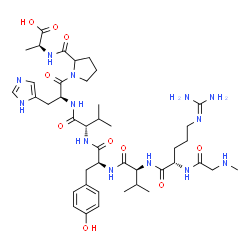 ChemSpider 2D Image | N-Methylglycyl-N~5~-(diaminomethylene)-L-ornithyl-L-valyl-L-tyrosyl-L-valyl-L-histidylprolyl-L-alanine | C42H65N13O10