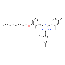 ChemSpider 2D Image | 6-[4,6-Bis(2,4-dimethylphenyl)-1,3,5-triazin-2(1H)-ylidene]-2-(octyloxy)-2,4-cyclohexadien-1-one | C33H39N3O2