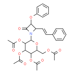 ChemSpider 2D Image | 3-Phenoxy-4-[(E)-2-phenylvinyl]-1-(2,3,4,6-tetra-O-acetylhexopyranosyl)-2-azetidinone | C31H33NO11