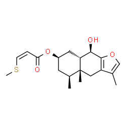 ChemSpider 2D Image | (4aR,5S,7R,8aS,9R)-9-Hydroxy-3,4a,5-trimethyl-4,4a,5,6,7,8,8a,9-octahydronaphtho[2,3-b]furan-7-yl (2Z)-3-(methylsulfanyl)acrylate | C19H26O4S