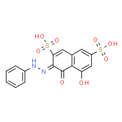 ChemSpider 2D Image | (3Z)-5-Hydroxy-4-oxo-3-(phenylhydrazono)-3,4-dihydro-2,7-naphthalenedisulfonic acid | C16H12N2O8S2