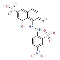 ChemSpider 2D Image | (6E)-6-Imino-5-[2-(4-nitro-2-sulfophenyl)hydrazino]-4-oxo-4,6-dihydro-2-naphthalenesulfonic acid | C16H12N4O9S2