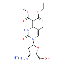 ChemSpider 2D Image | 1-(3-Azido-2,3-dideoxy-beta-D-erythro-pentofuranosyl)-4-(1,3-diethoxy-1,3-dioxo-2-propanylidene)-5-methyl-3,4-dihydro-2(1H)-pyrimidinone | C17H23N5O7
