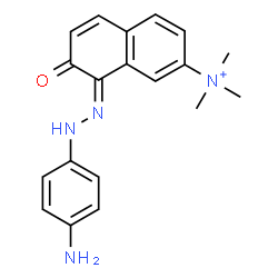 ChemSpider 2D Image | (8Z)-8-[(4-Aminophenyl)hydrazono]-N,N,N-trimethyl-7-oxo-7,8-dihydro-2-naphthalenaminium | C19H21N4O