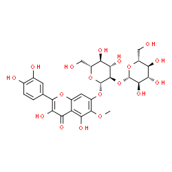 ChemSpider 2D Image | 2-(3,4-Dihydroxyphenyl)-3,5-dihydroxy-6-methoxy-4-oxo-4H-chromen-7-yl 2-O-beta-D-glucopyranosyl-beta-D-glucopyranoside | C28H32O18