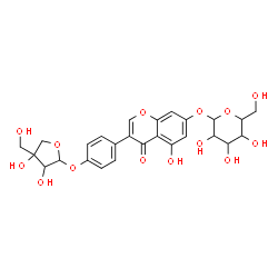 ChemSpider 2D Image | 3-(4-{[3,4-Dihydroxy-4-(hydroxymethyl)tetrahydro-2-furanyl]oxy}phenyl)-5-hydroxy-4-oxo-4H-chromen-7-yl hexopyranoside | C26H28O14