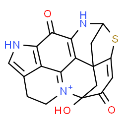 ChemSpider 2D Image | 19-Hydroxy-11,18-dioxo-15-thia-9,13-diaza-4-azoniaheptacyclo[12.6.1.1~3,7~.0~1,16~.0~2,12~.0~4,19~.0~10,22~]docosa-2(12),3,7,10(22),16-pentaene | C18H14N3O3S