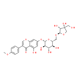 ChemSpider 2D Image | 5-Hydroxy-3-(4-methoxyphenyl)-4-oxo-4H-chromen-7-yl 6-O-[(2R,3R,4R)-3,4-dihydroxy-4-(hydroxymethyl)tetrahydro-2-furanyl]-beta-D-glucopyranoside | C27H30O14