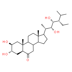ChemSpider 2D Image | (2beta,3alpha,5alpha,8xi,9xi,14xi,17xi,22R,23R)-2,3,22,23-Tetrahydroxystigmastan-6-one | C29H50O5