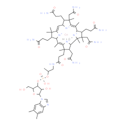 ChemSpider 2D Image | carbanide;cobalt;[(2R,3S,4R,5S)-5-(5,6-dimethylbenzimidazol-1-yl)-4-hydroxy-2-(hydroxymethyl)tetrahydrofuran-3-yl] [(1R)-1-methyl-2-[3-[(1R,2R,3R,4Z,7S,9Z,12S,13S,14Z,17S,18S,19R)-2,13,18-tris(2-amino-2-oxo-ethyl)-7,12,17-tris(3-amino-3-oxo-propyl)-3,5,8,8,13,15,18,19-octamethyl-1,2,6,7,11,12,16,17-octahydrocorrin-21,22,23,24-tetraid-3-yl]propanoylamino]ethyl] hydrogen phosphate | C63H95CoN13O14P