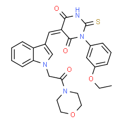 ChemSpider 2D Image | (5Z)-1-(3-Ethoxyphenyl)-5-({1-[2-(4-morpholinyl)-2-oxoethyl]-1H-indol-3-yl}methylene)-2-thioxodihydro-4,6(1H,5H)-pyrimidinedione | C27H26N4O5S