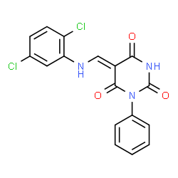 ChemSpider 2D Image | (5Z)-5-{[(2,5-Dichlorophenyl)amino]methylene}-1-phenyl-2,4,6(1H,3H,5H)-pyrimidinetrione | C17H11Cl2N3O3