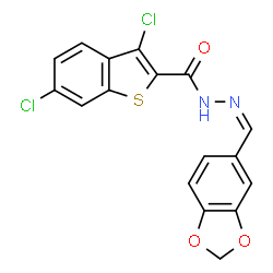 ChemSpider 2D Image | N'-[(Z)-1,3-Benzodioxol-5-ylmethylene]-3,6-dichloro-1-benzothiophene-2-carbohydrazide | C17H10Cl2N2O3S