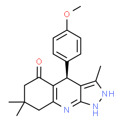 ChemSpider 2D Image | (4S)-4-(4-Methoxyphenyl)-3,7,7-trimethyl-1,2,4,6,7,8-hexahydro-5H-pyrazolo[3,4-b]quinolin-5-one | C20H23N3O2