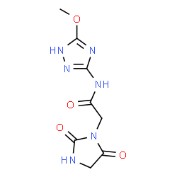 ChemSpider 2D Image | 2-(2,5-Dioxo-1-imidazolidinyl)-N-(5-methoxy-1H-1,2,4-triazol-3-yl)acetamide | C8H10N6O4