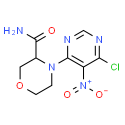 ChemSpider 2D Image | 4-(6-Chloro-5-nitro-4-pyrimidinyl)-3-morpholinecarboxamide | C9H10ClN5O4