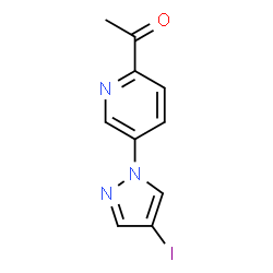 ChemSpider 2D Image | 1-[5-(4-Iodo-1H-pyrazol-1-yl)-2-pyridinyl]ethanone | C10H8IN3O