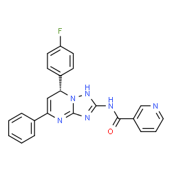 ChemSpider 2D Image | N-[(7R)-7-(4-Fluorophenyl)-5-phenyl-1,7-dihydro[1,2,4]triazolo[1,5-a]pyrimidin-2-yl]nicotinamide | C23H17FN6O