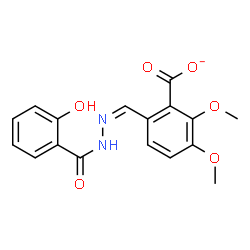 ChemSpider 2D Image | 6-{(Z)-[(2-Hydroxybenzoyl)hydrazono]methyl}-2,3-dimethoxybenzoate | C17H15N2O6