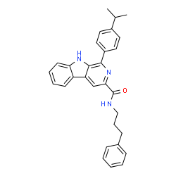 ChemSpider 2D Image | 1-(4-Isopropylphenyl)-N-(3-phenylpropyl)-9H-beta-carboline-3-carboxamide | C30H29N3O