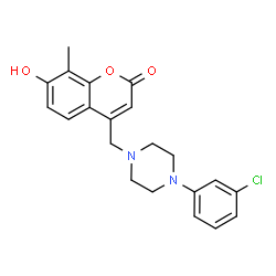 ChemSpider 2D Image | 4-{[4-(3-Chlorophenyl)-1-piperazinyl]methyl}-7-hydroxy-8-methyl-2H-chromen-2-one | C21H21ClN2O3