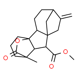 ChemSpider 2D Image | Methyl 11-methyl-6-methylene-16-oxo-15-oxapentacyclo[9.3.2.1~5,8~.0~1,10~.0~2,8~]heptadecane-9-carboxylate | C20H26O4