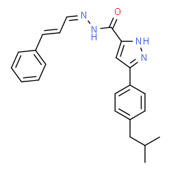 ChemSpider 2D Image | 3-(4-Isobutylphenyl)-N'-[(1Z,2E)-3-phenyl-2-propen-1-ylidene]-1H-pyrazole-5-carbohydrazide | C23H24N4O