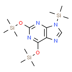 ChemSpider 2D Image | 9-(Trimethylsilyl)-2,6-bis[(trimethylsilyl)oxy]-9H-purine | C14H28N4O2Si3