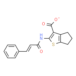 ChemSpider 2D Image | 2-{[(2E)-3-Phenyl-2-propenoyl]amino}-5,6-dihydro-4H-cyclopenta[b]thiophene-3-carboxylate | C17H14NO3S