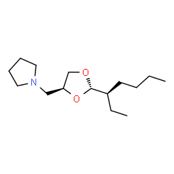 ChemSpider 2D Image | 1-({(2S,4S)-2-[(3S)-3-Heptanyl]-1,3-dioxolan-4-yl}methyl)pyrrolidine | C15H29NO2
