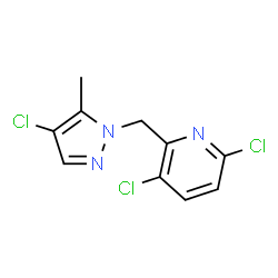 ChemSpider 2D Image | 3,6-Dichloro-2-[(4-chloro-5-methyl-1H-pyrazol-1-yl)methyl]pyridine | C10H8Cl3N3