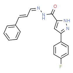 ChemSpider 2D Image | 3-(4-Fluorophenyl)-N'-[(1Z,2E)-3-phenyl-2-propen-1-ylidene]-1H-pyrazole-5-carbohydrazide | C19H15FN4O