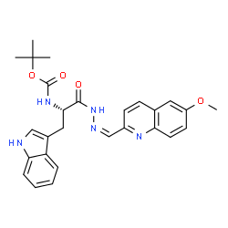 ChemSpider 2D Image | 2-Methyl-2-propanyl [(2S)-3-(1H-indol-3-yl)-1-{(2Z)-2-[(6-methoxy-2-quinolinyl)methylene]hydrazino}-1-oxo-2-propanyl]carbamate | C27H29N5O4