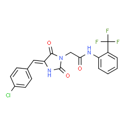 ChemSpider 2D Image | 2-[(4Z)-4-(4-Chlorobenzylidene)-2,5-dioxo-1-imidazolidinyl]-N-[2-(trifluoromethyl)phenyl]acetamide | C19H13ClF3N3O3